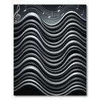 Silver Black Wave Musical Notes Rug