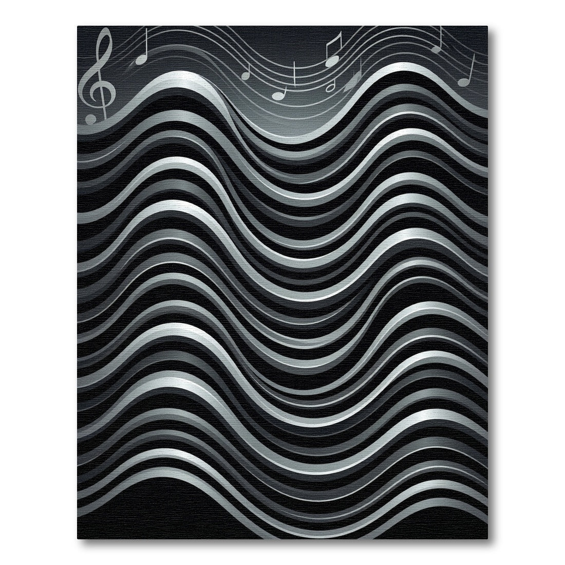 Silver Black Wave Musical Notes Rug