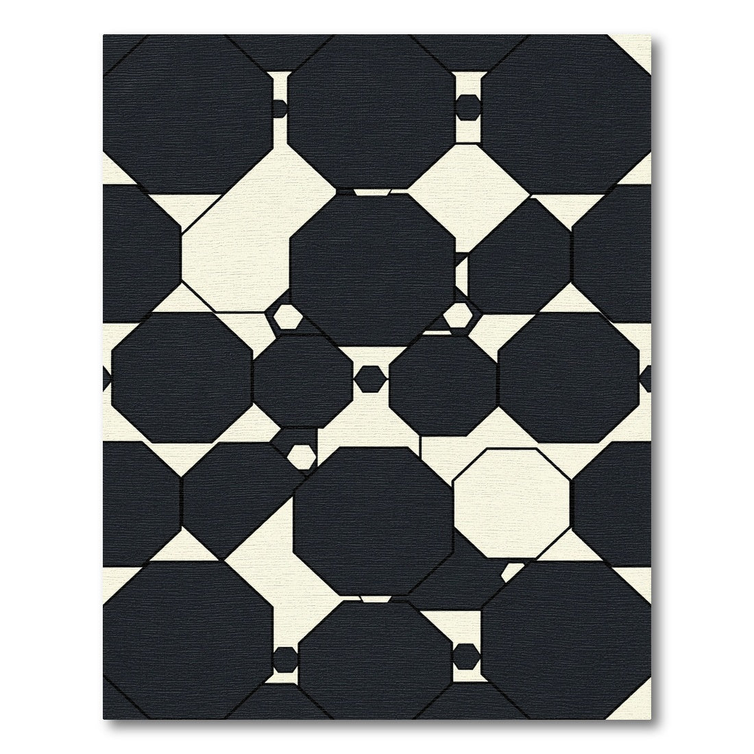 Monochrome Geometric Octagon Mosaic Rug