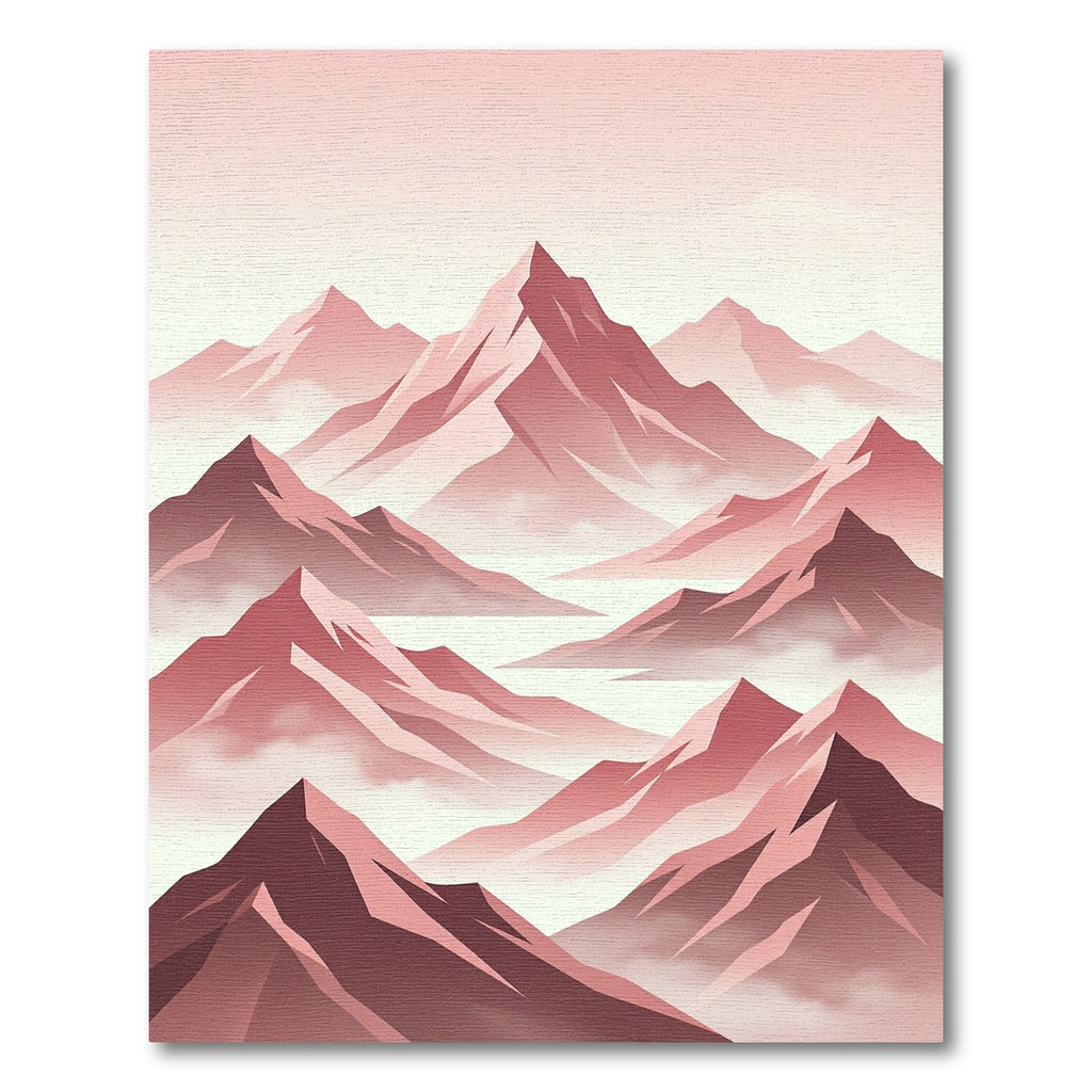 Minimalist Dusty Rose Mountain Landscape Rug