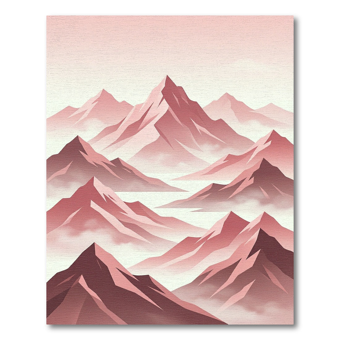 Minimalist Dusty Rose Mountain Landscape Rug