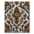 Rich Brown Floral Damask Vines Rug