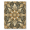 Golden Floral Acanthus Leaf Medallion Rug