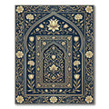 Ornate Gold Floral Midnight Blue Arch Rug
