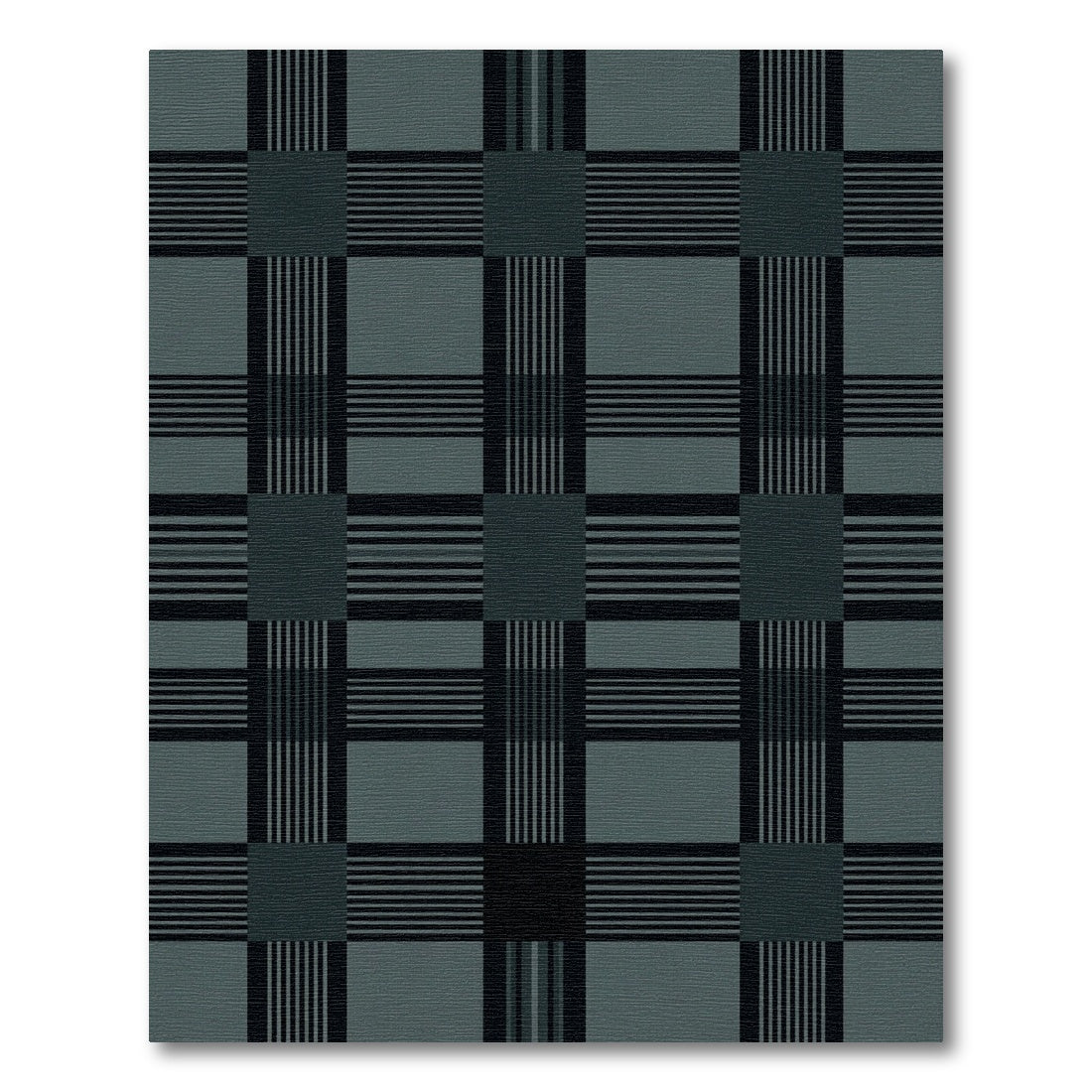 Dark Teal Plaid Stripe Composition Rug