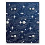 Celestial Silver Orbits Midnight Blue Rug