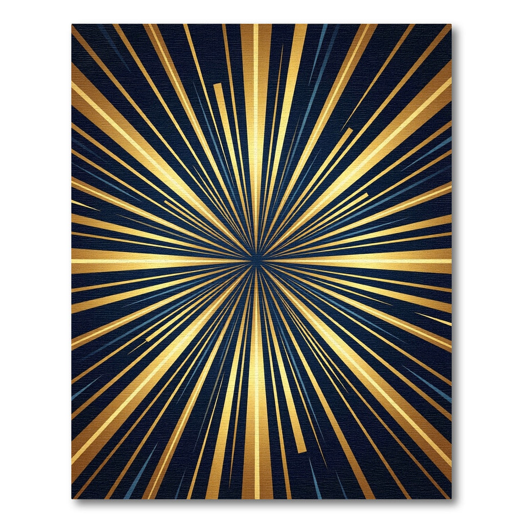 Golden Radiant Burst Abstract Rays Rug