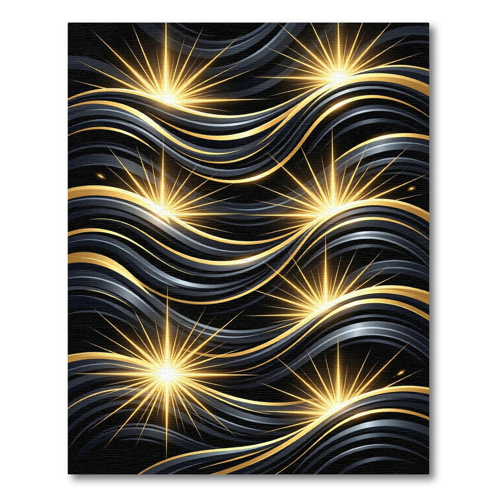 Luminous Gold Radiant Wave Ink Art Rug