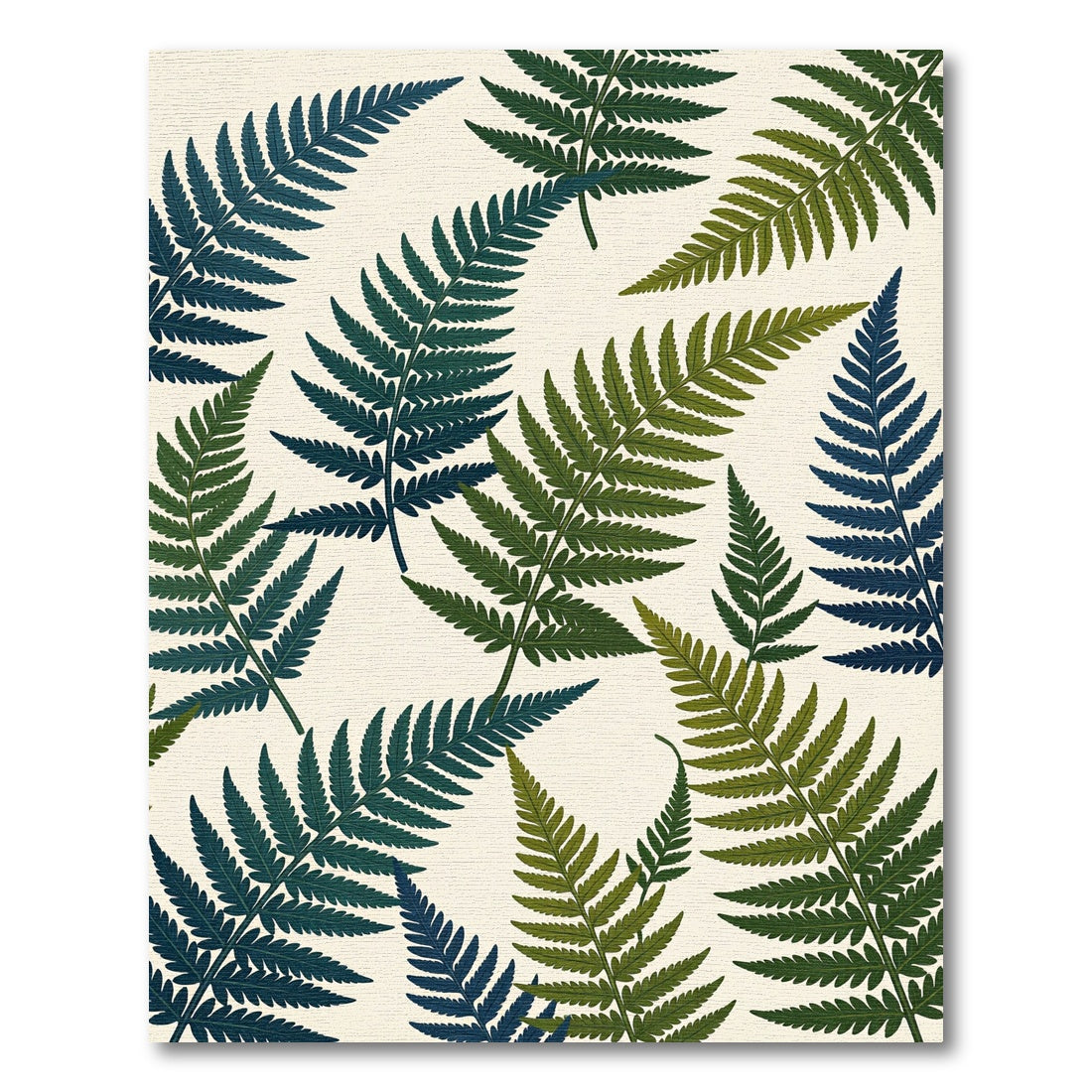 Teal Green Fern Leaf Arrangement Rug