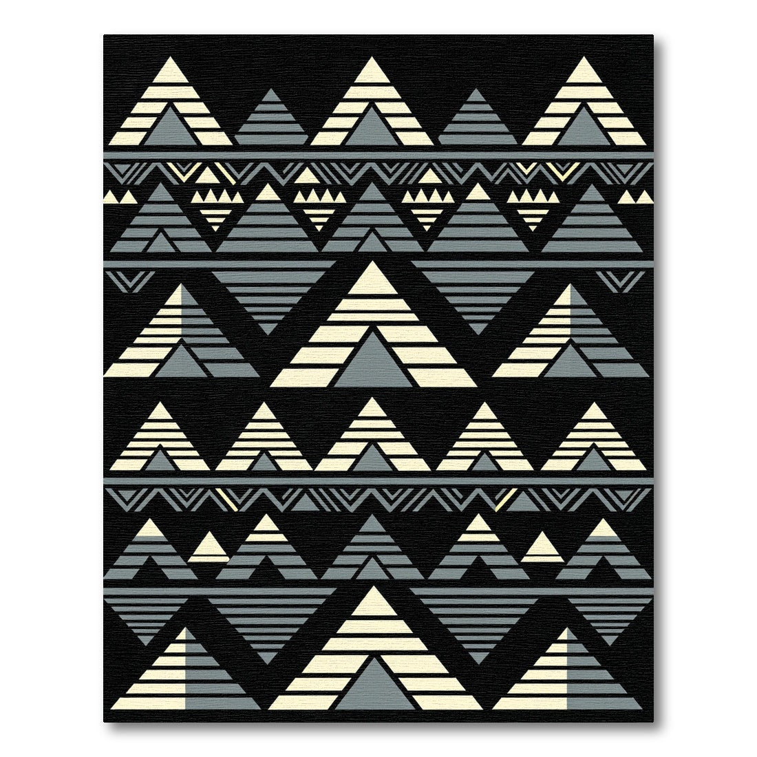 Monochromatic Gray Geometric Aztec Triangle Rug