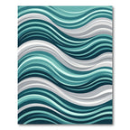 Teal Aqua Grey Wavy Stripes Rug