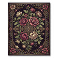 Elegant Dark Floral Bloom Medallion Rug