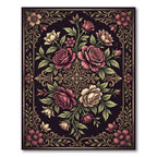Elegant Dark Floral Bloom Medallion Rug