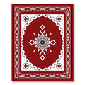 Crimson Red Floral Medallion Border Rug