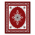 Crimson Red Floral Medallion Border Rug