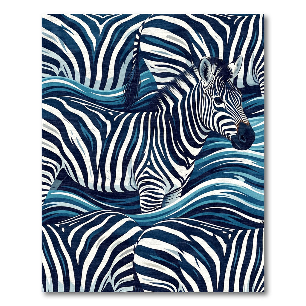 Navy Zebra Striped Abstract Wave Rug