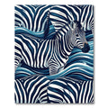 Navy Zebra Striped Abstract Wave Rug