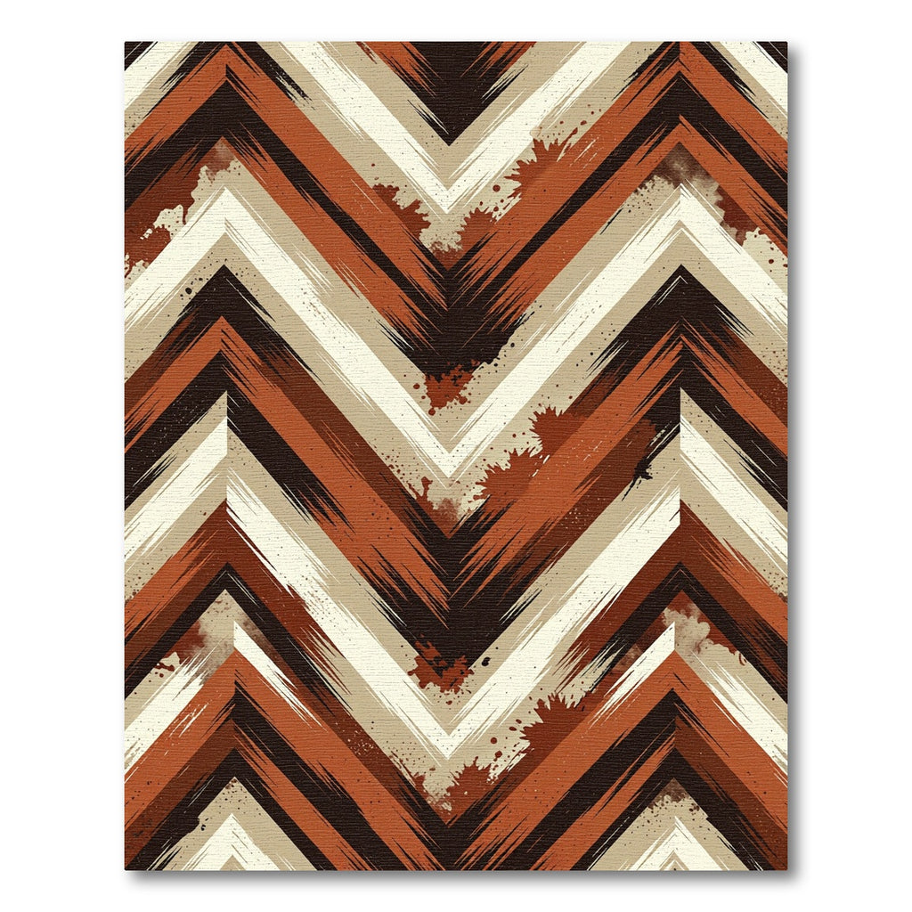 Modern Earth Toned Abstract Chevron Rug