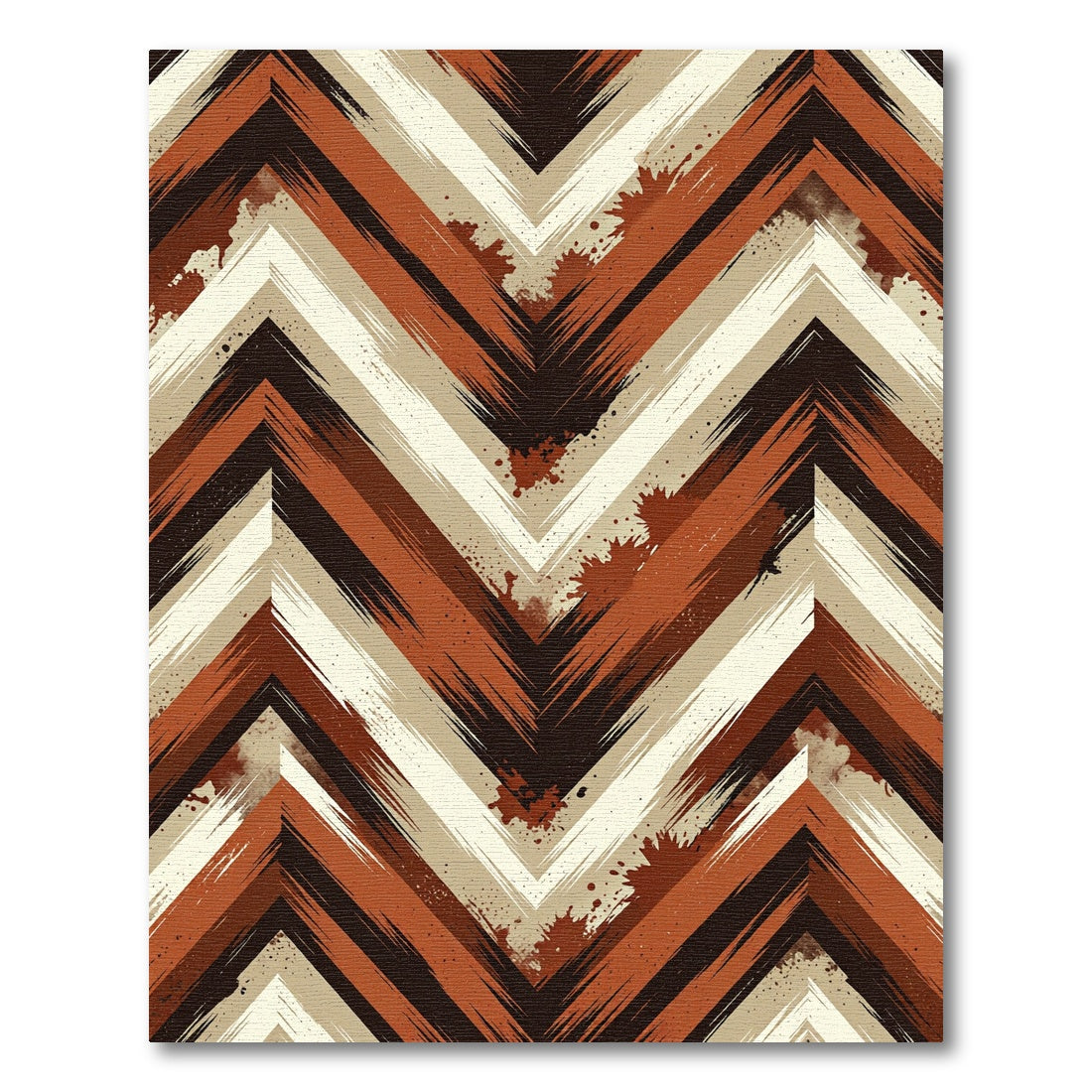 Modern Earth Toned Abstract Chevron Rug