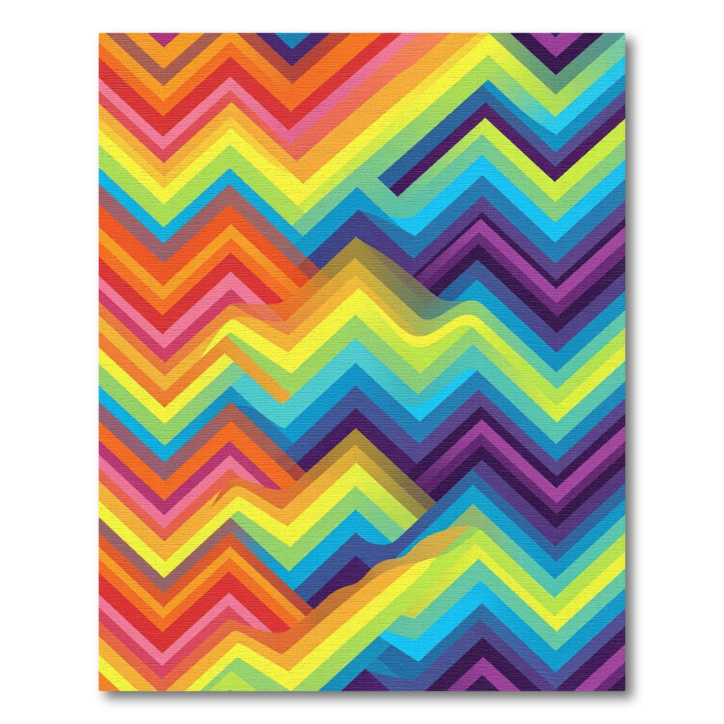 Vibrant Colorful Zigzag Abstract Geometric Rug