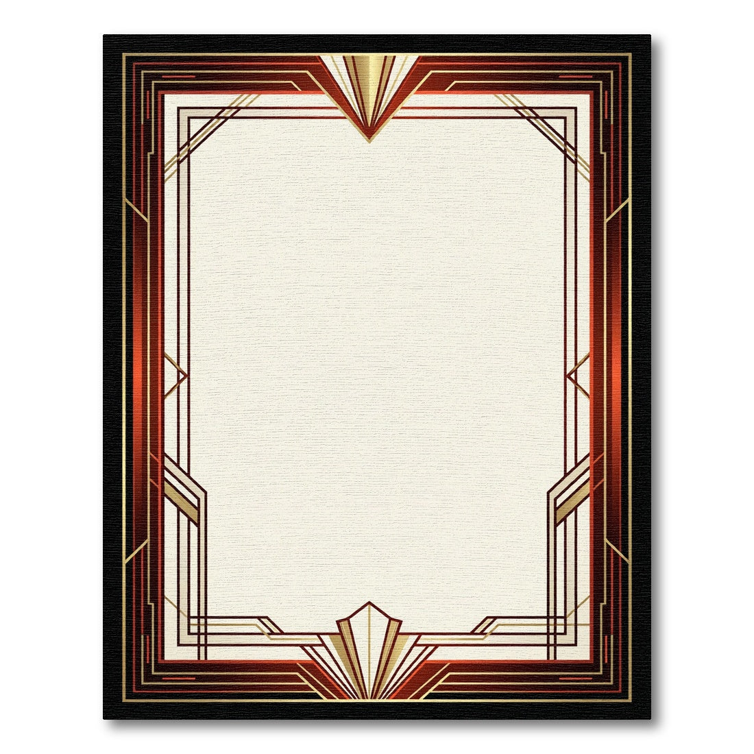 Crimson Gold Geometric Art Deco Frame Rug