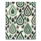 Mid-Century Sage Green Teardrop Abstract Rug