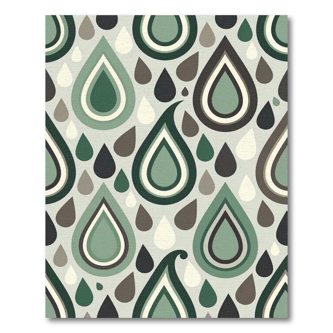 Mid-Century Sage Green Teardrop Abstract Rug
