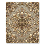 Ornate Gold Scrollwork Medallion Rug