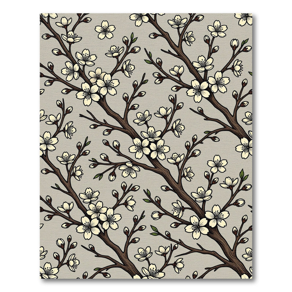 Elegant Cherry Blossom Branch Neutral Rug