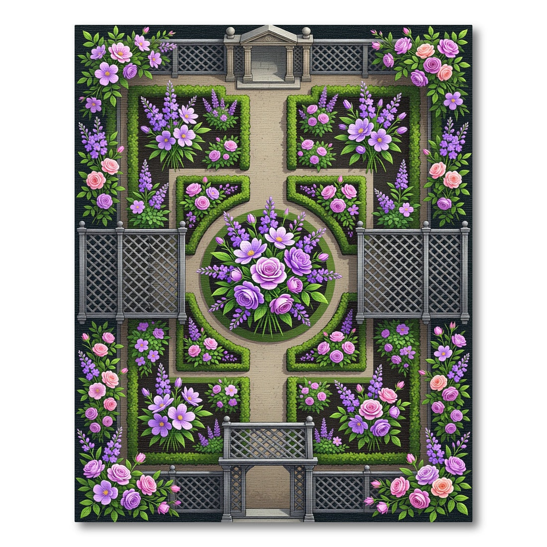 Formal Garden Floral Arrangement Rug