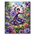 Whimsical Purple Floral Dancer Garden Rug