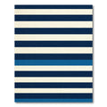 Modern Navy and White Striped Rug