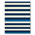 Modern Navy and White Striped Rug