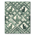 Sage Green Geometric Feline Lattice Rug