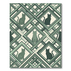 Sage Green Geometric Feline Lattice Rug