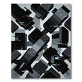 Monochrome Glitch Geometric Abstract Blocks Rug