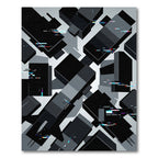 Monochrome Glitch Geometric Abstract Blocks Rug