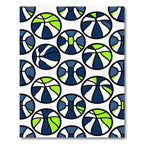 Modern Blue and Lime Geometric Basketball Rug