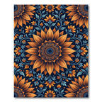 Orange Blue Sunflower Mandala Bloom Rug