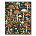 Whimsical Forest Mushroom Botanical Illustration Rug