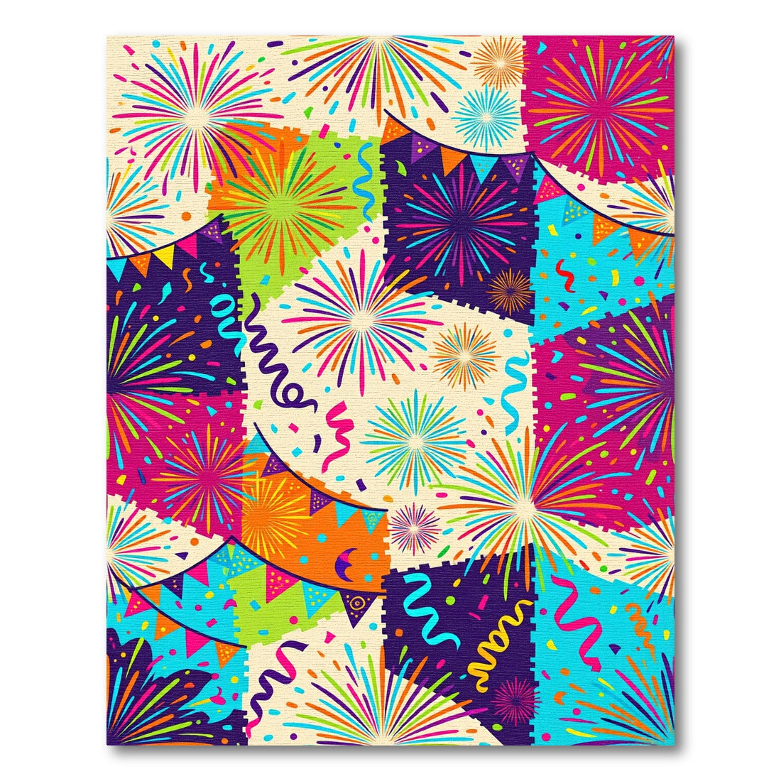 Vibrant Confetti Festival Firework Collage Rug
