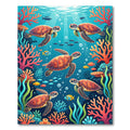 Vibrant Underwater Sea Turtle Coral Reef Rug