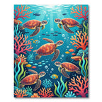 Vibrant Underwater Sea Turtle Coral Reef Rug