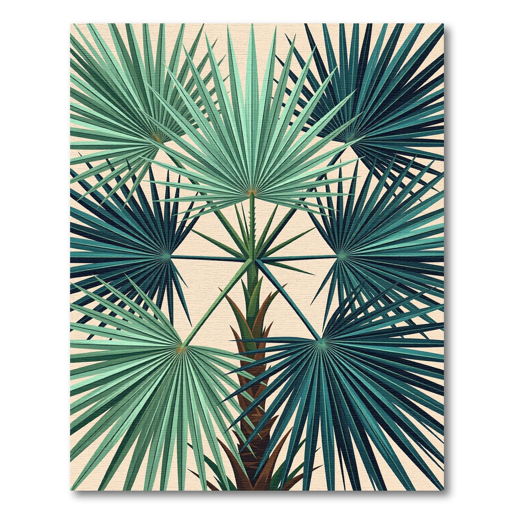 Lush Tropical Green Palm Foliage Rug