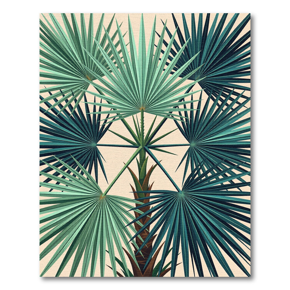 Lush Tropical Green Palm Foliage Rug