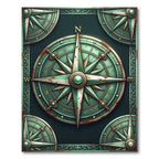 Vintage Patina Nautical Compass Medallion Rug