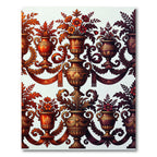 Ornate Burgundy Floral Urn Garland Rug