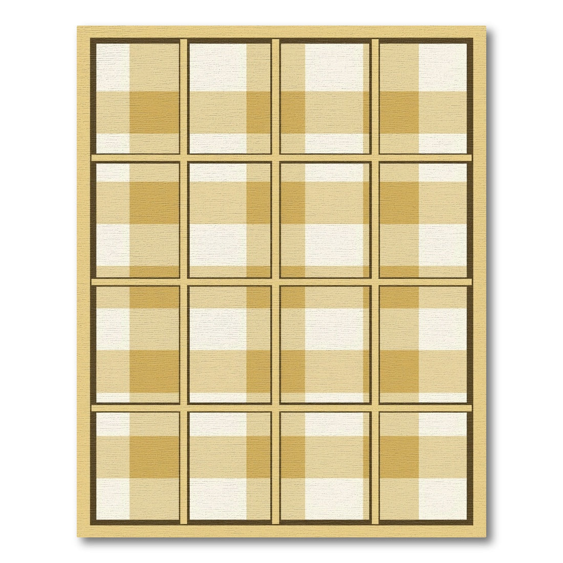 Modern Golden Plaid Grid Checkered Rug