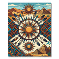 Ancient Sun Arrow Feather Pyramids Rug