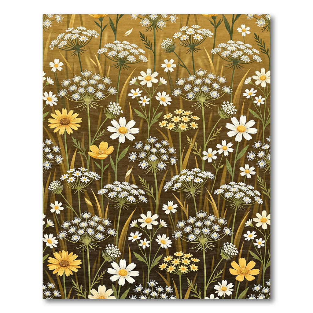 Golden Meadow Wildflower Botanical Farmhouse Rug